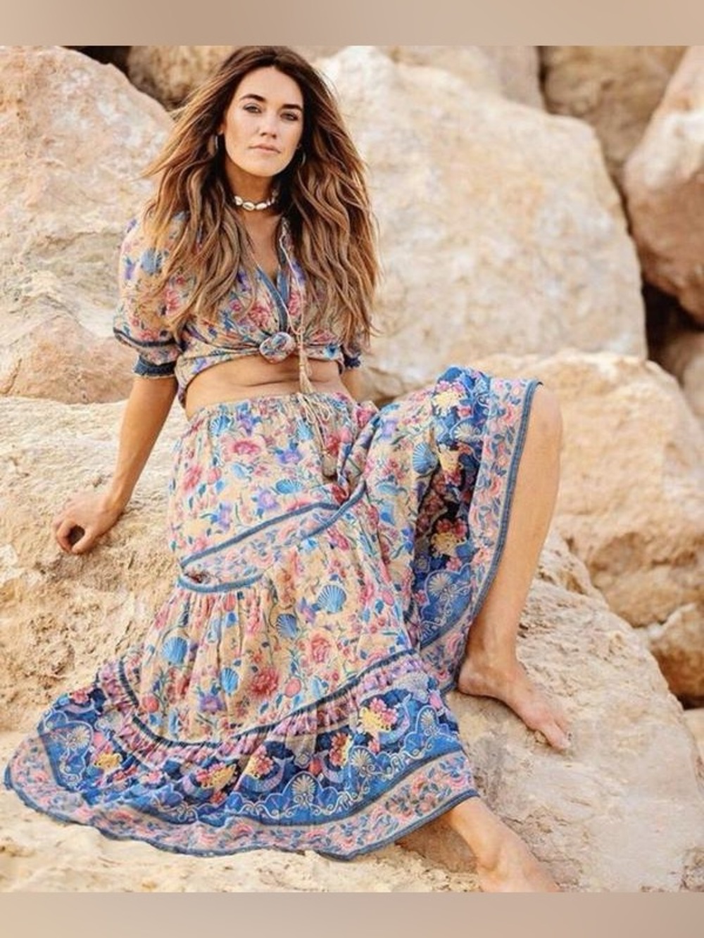 Spell & The Gypsy Collective Seashell Maxi Skirt Opal. - Picture 4 of 11